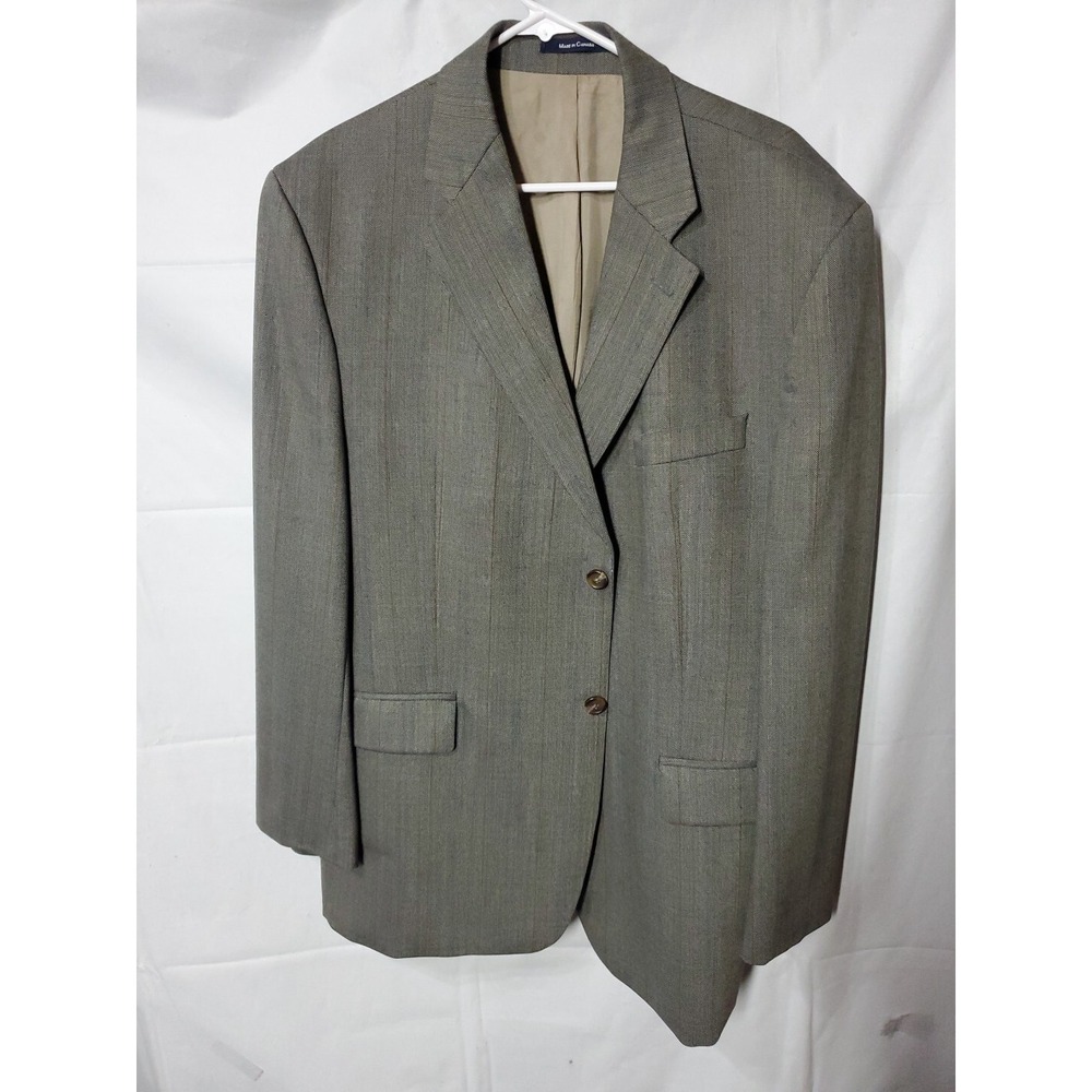 Chaps Ralph Lauren Houndstooth Sport Coat Blazer Jacket Mens 44R Dark Gray Flaw*